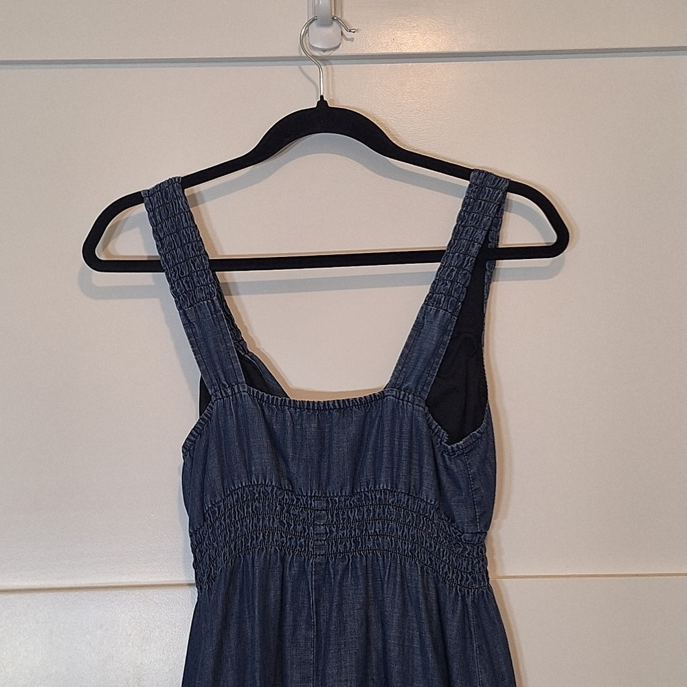 INC International Concepts Soft Chambray Denim Mini Dress Smocked Waist Size 4 - Picture 14 of 16
